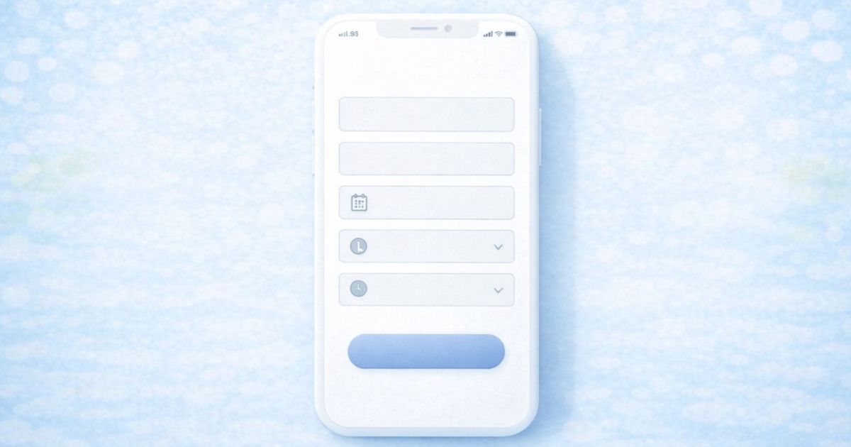 リネットジャパン申込画面の入力項目イメージ（住所・日時指定）