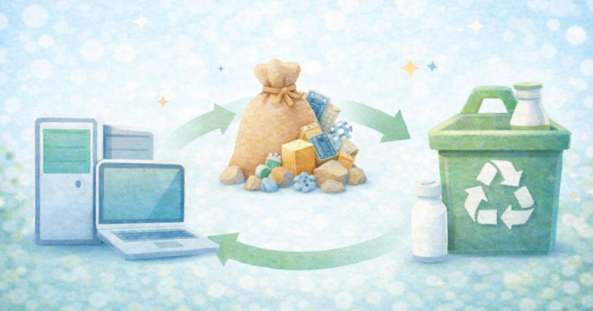 リネットジャパンの無料回収が成り立つ理由 リサイクルの流れを示すやさしい図