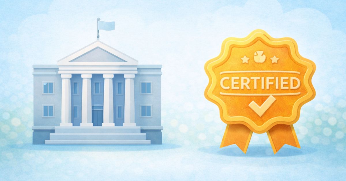 リネットジャパンの安全性を制度と公式情報で確認するイメージ 役所風アイコンと認定バッジ