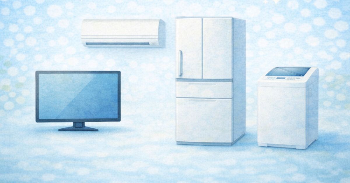 テレビや冷蔵庫など回収対象外になりやすい家電のイメージ