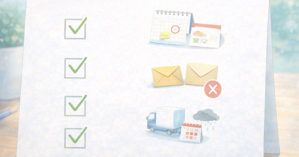 回収が来ない原因をチェックするリスト（予定日・メール・不在・繁忙期）