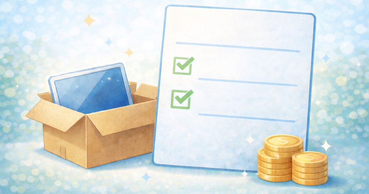 リネットジャパンの料金を判断するためのチェックリストイメージ 無料条件を整理して確認している様子