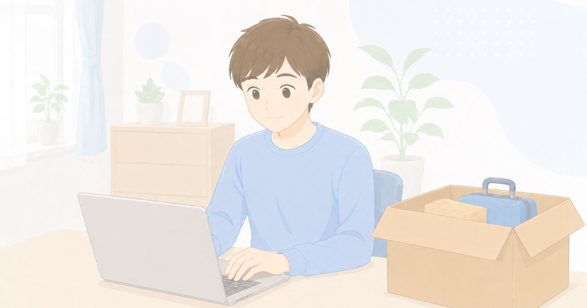 自宅からパソコン回収を申し込んでいる人のイメージ