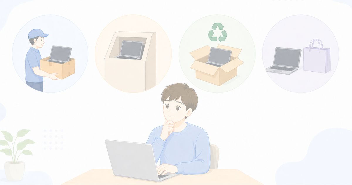 パソコンの処分方法を比較しながら選んでいるイメージ