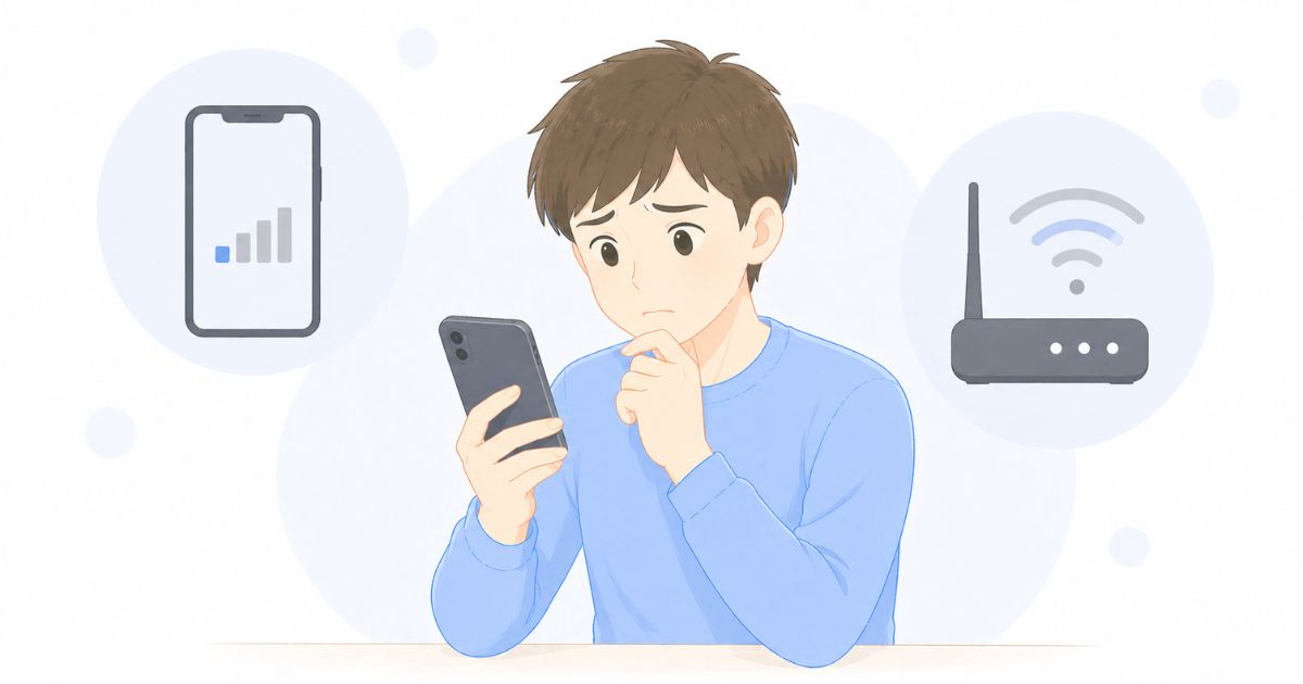電話がつながらない原因を確認しているイメージ