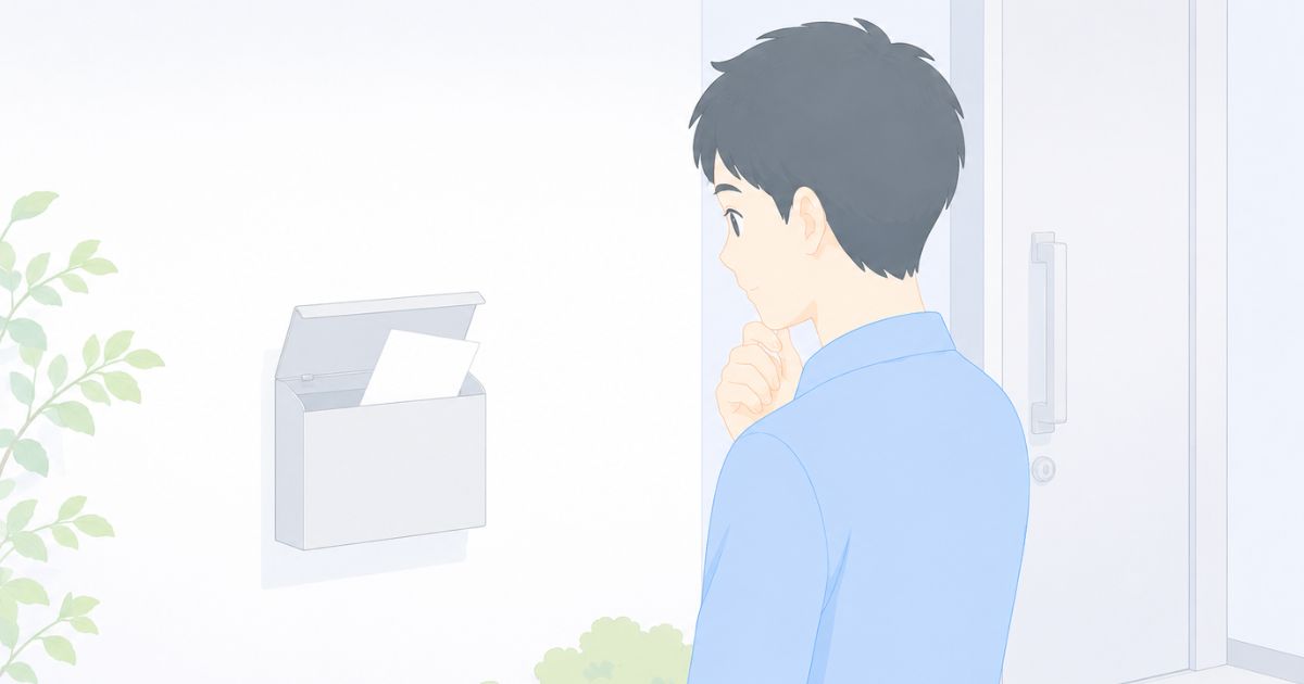 リネットジャパンの集荷時に不在票を確認しているイメージ