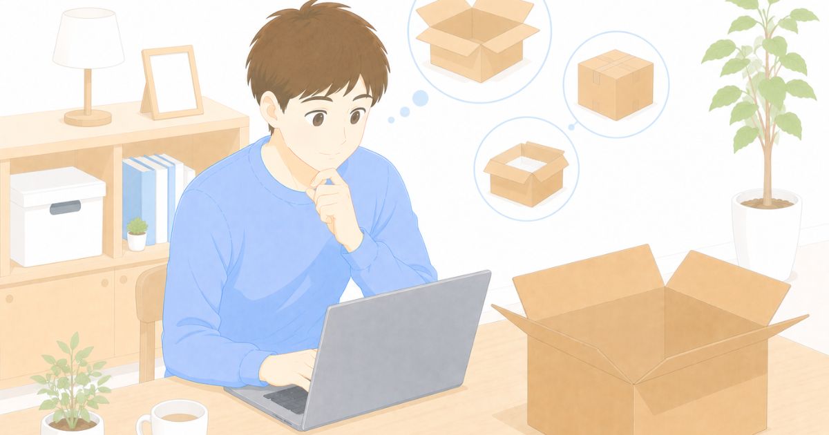 リネットジャパンの箱について疑問を確認しているイメージ