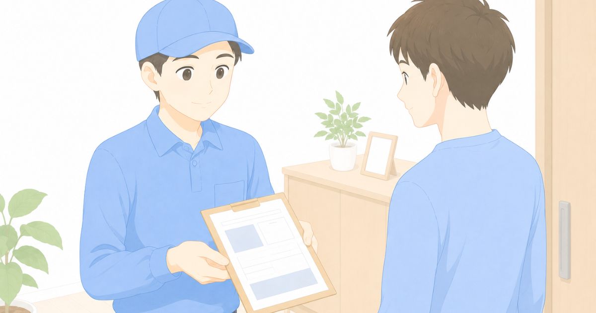 リネットジャパンの集荷ドライバーが伝票を持参するイメージ