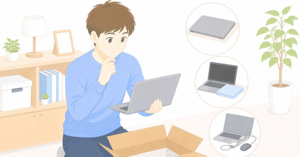 リネットジャパンで回収用の箱を準備する前に確認しているイメージ